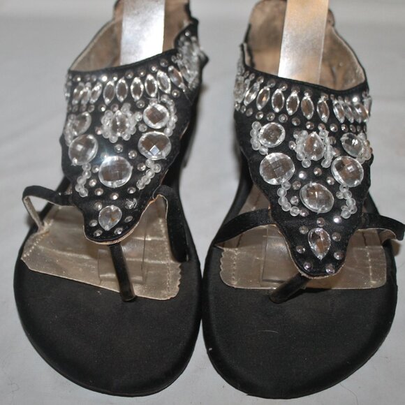 Gorgeous Rhinestone Crystal Flat Gladiator Sandals Sz 4 - Picture 3 of 7